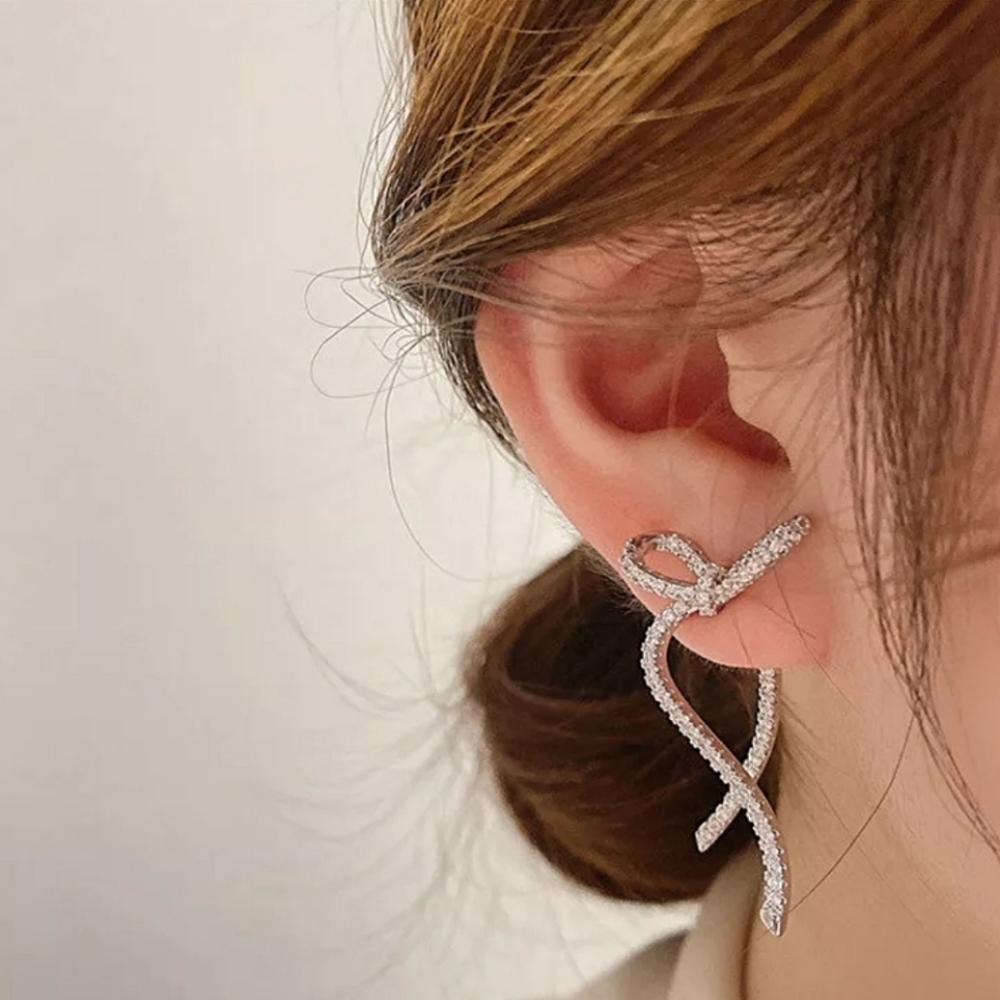 Rhinestone Crystal Big Bow Stud Earrings